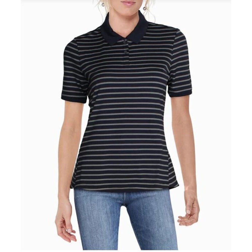 Oakley Women Enjoy Striped Golf Polo Shirt Fathom Blue 532357 Size M